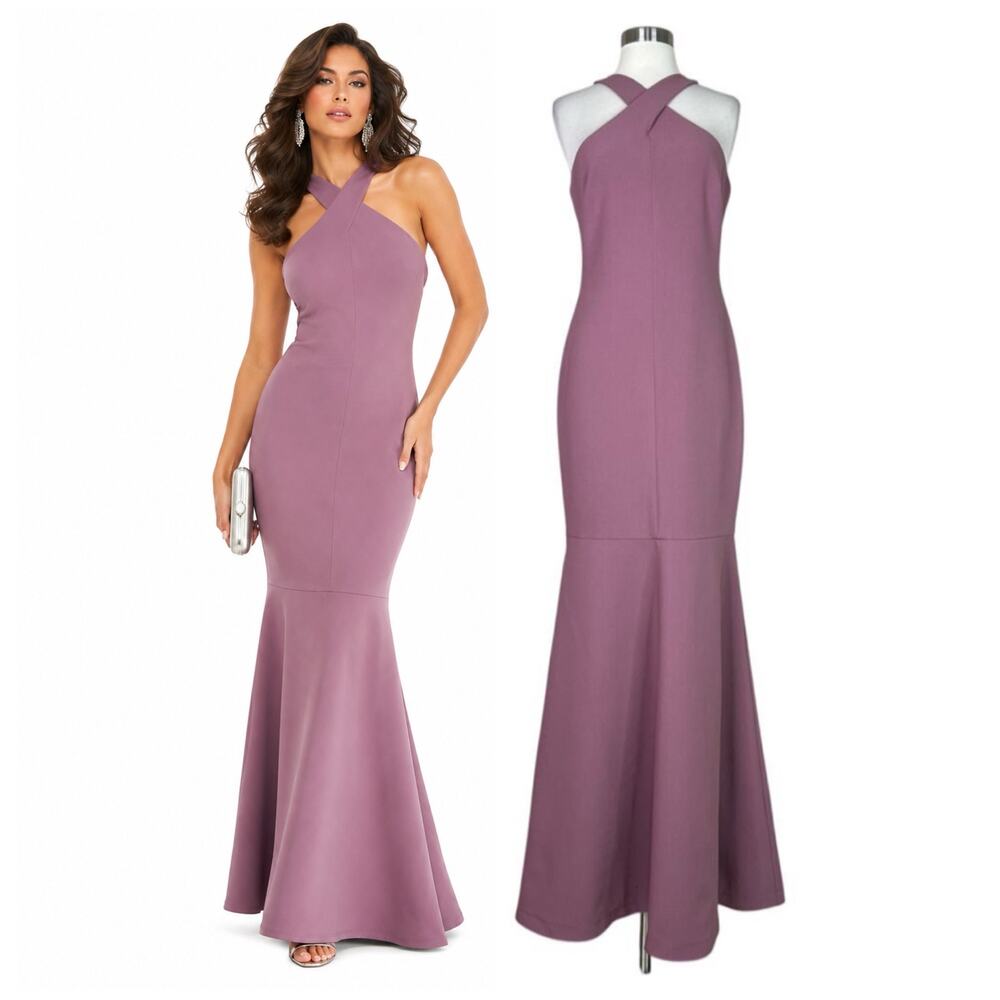 NEW Likely | Willa Mauve Dusty Rose Pink Halter Mermaid Cocktail Gown Dress 8